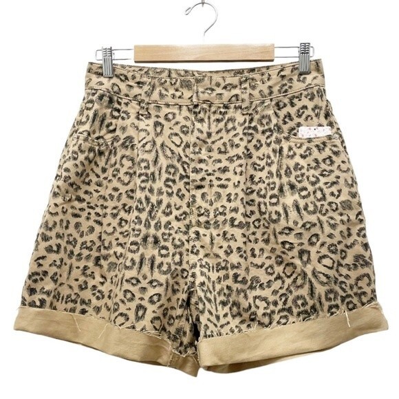 NWT Free People Printed Dogtown High Waist Shorts Cheetah Black Tan Size 29 NEW - Picture 2 of 16